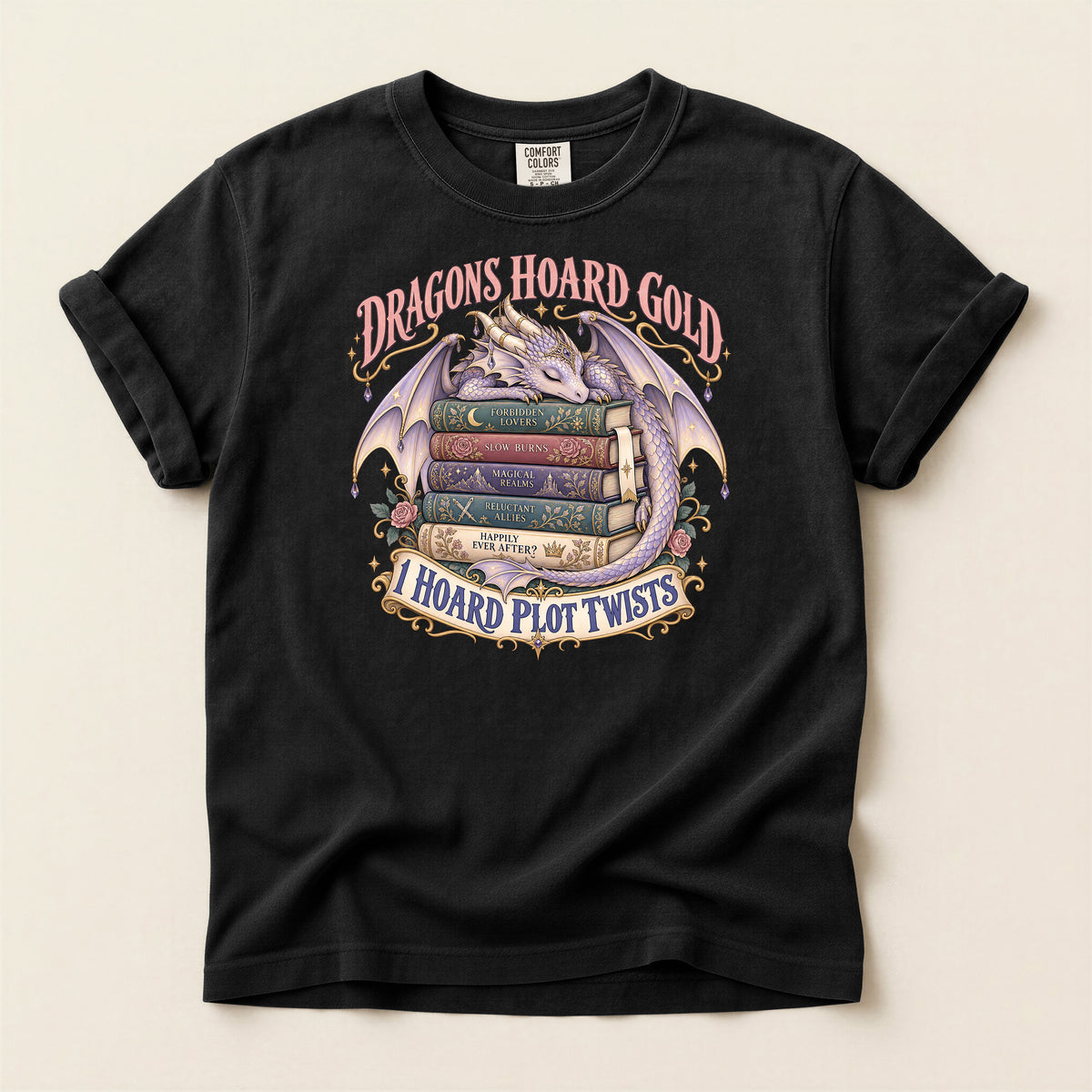Dragons Hoard Gold “I Hoard Plot Twists” Bookworm T-Shirt