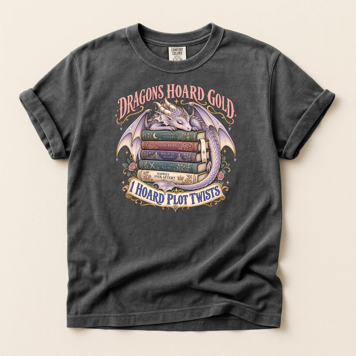 Dragons Hoard Gold “I Hoard Plot Twists” Bookworm T-Shirt