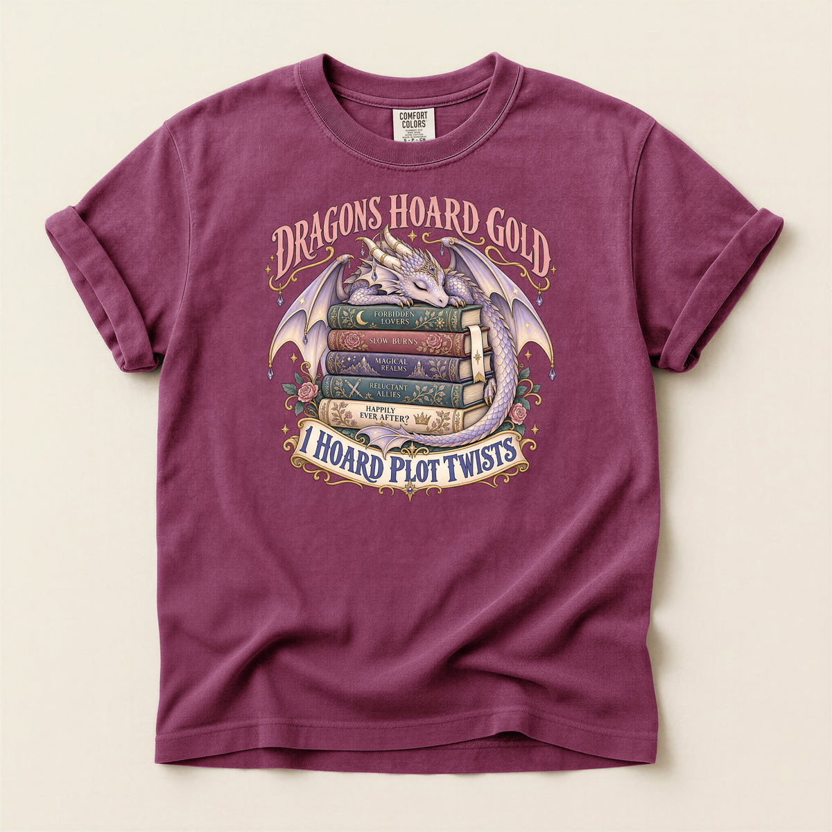 Dragons Hoard Gold “I Hoard Plot Twists” Bookworm T-Shirt