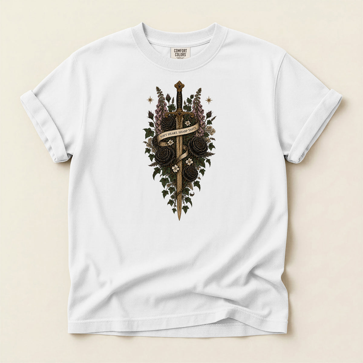 Memento Mori Gothic Sword and Botanical T-Shirt