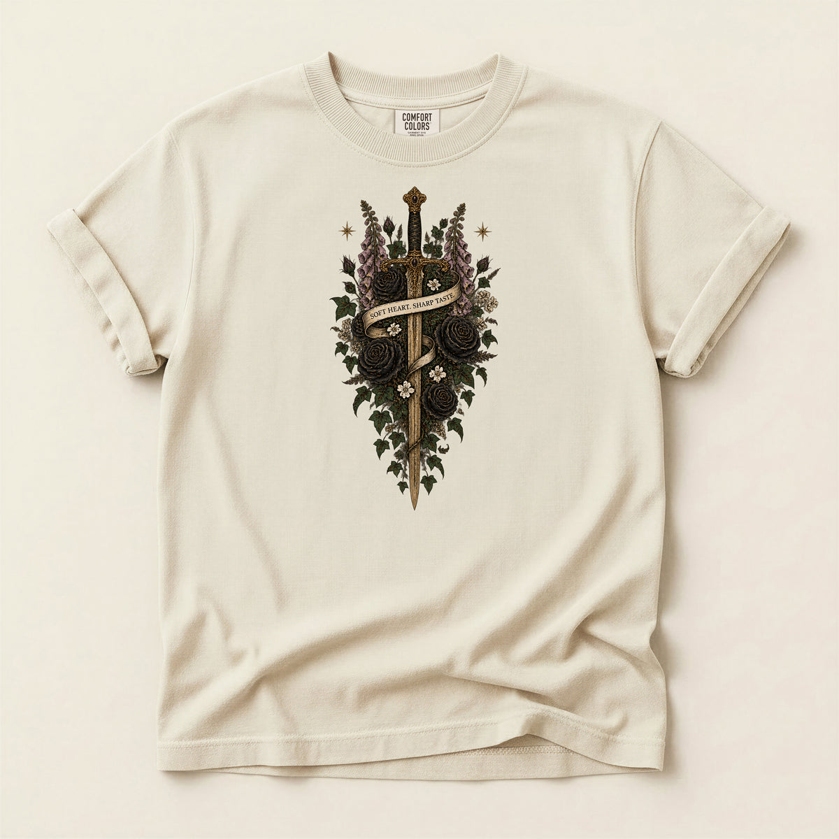 Memento Mori Gothic Sword and Botanical T-Shirt