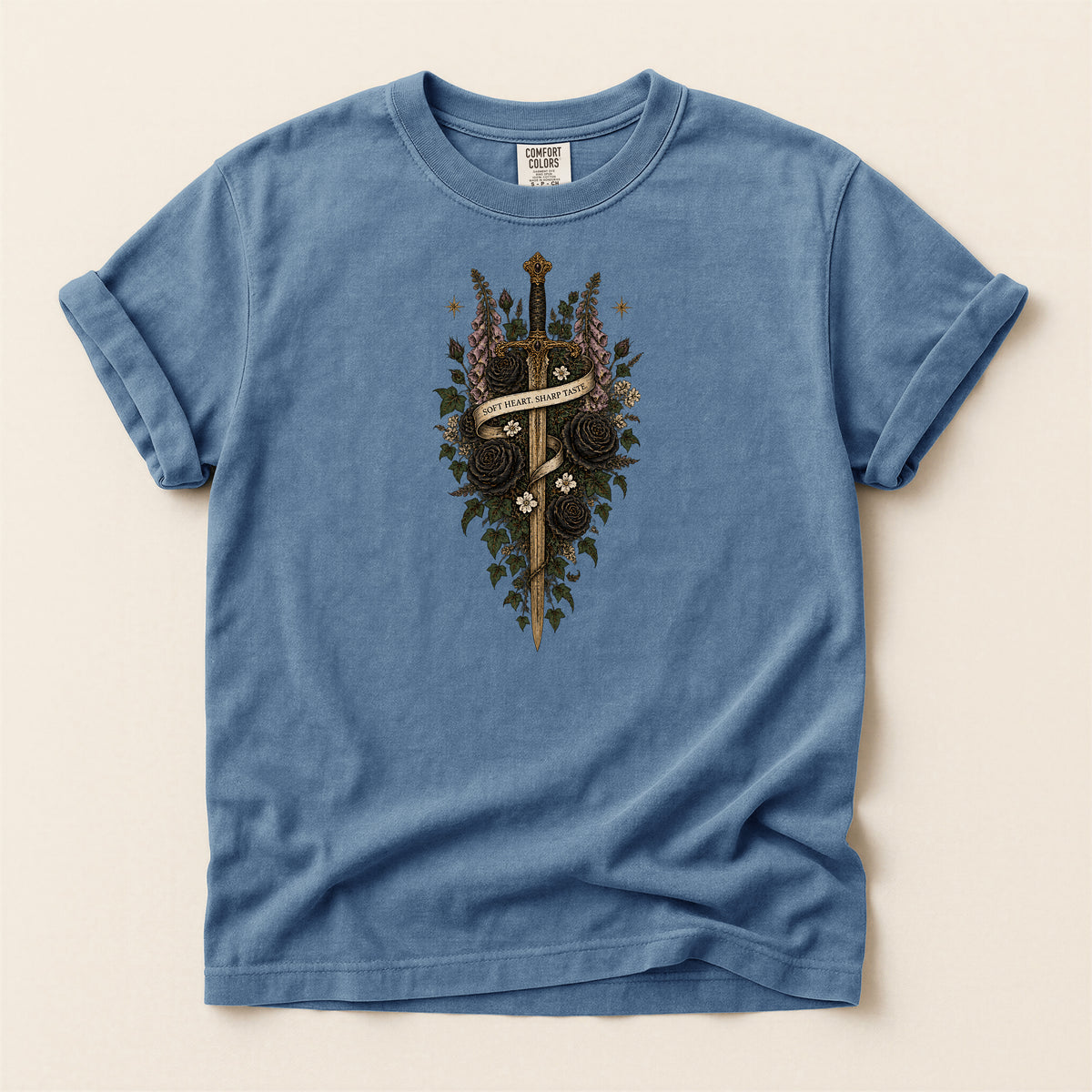 Memento Mori Gothic Sword and Botanical T-Shirt