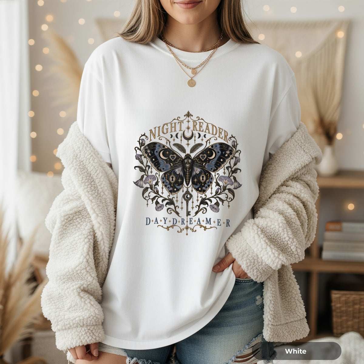 Night Reader Daydreamer Butterfly T-Shirt
