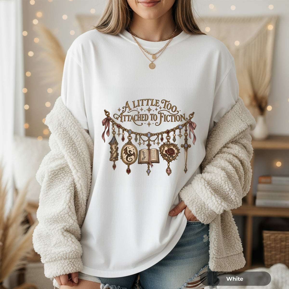 A Little Too Attached to Fiction Book Lover T-Shirt
