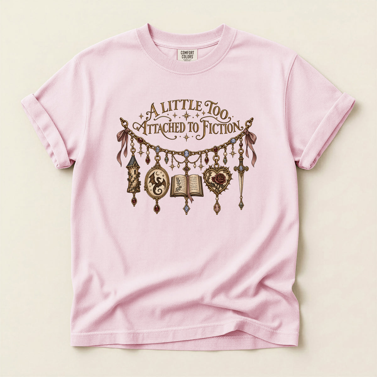 A Little Too Attached to Fiction Book Lover T-Shirt