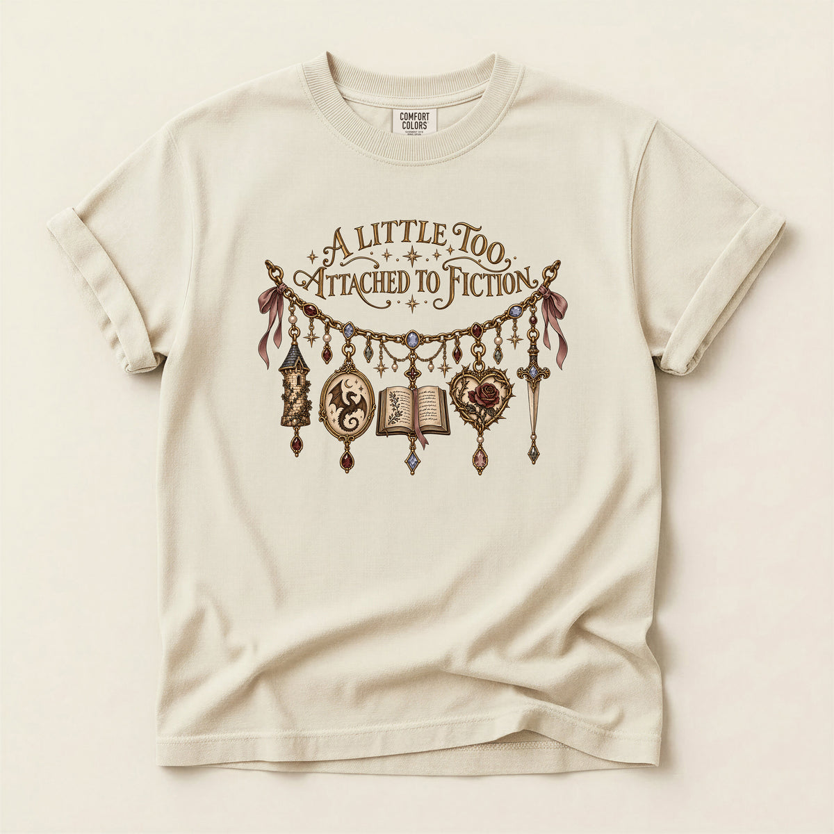 A Little Too Attached to Fiction Book Lover T-Shirt
