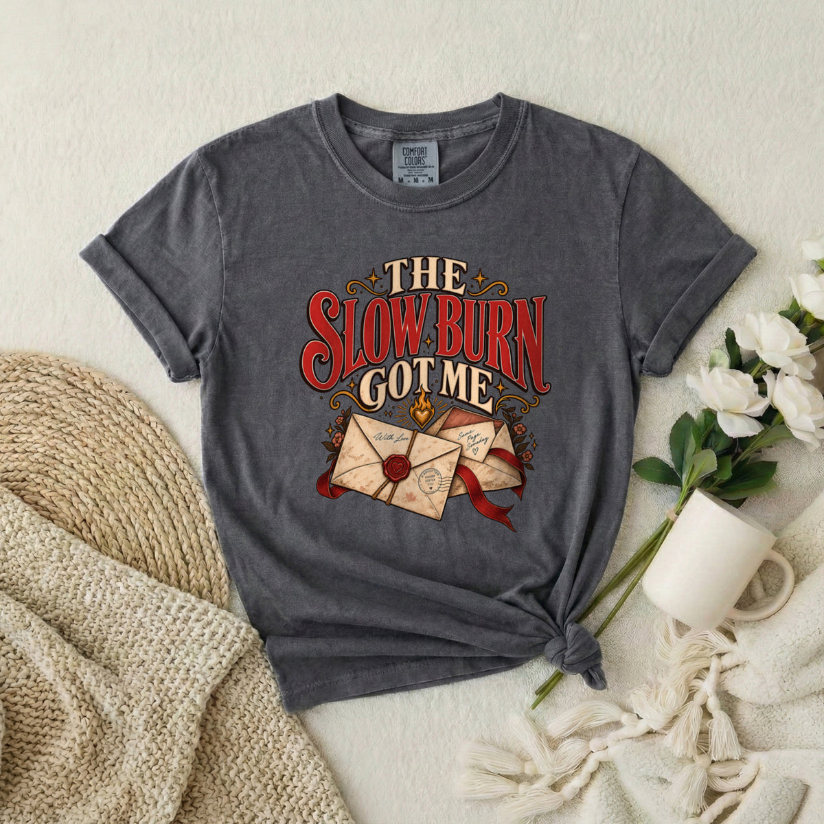 The Slow Burn To Me T-Shirt – Vintage Love Letters Design