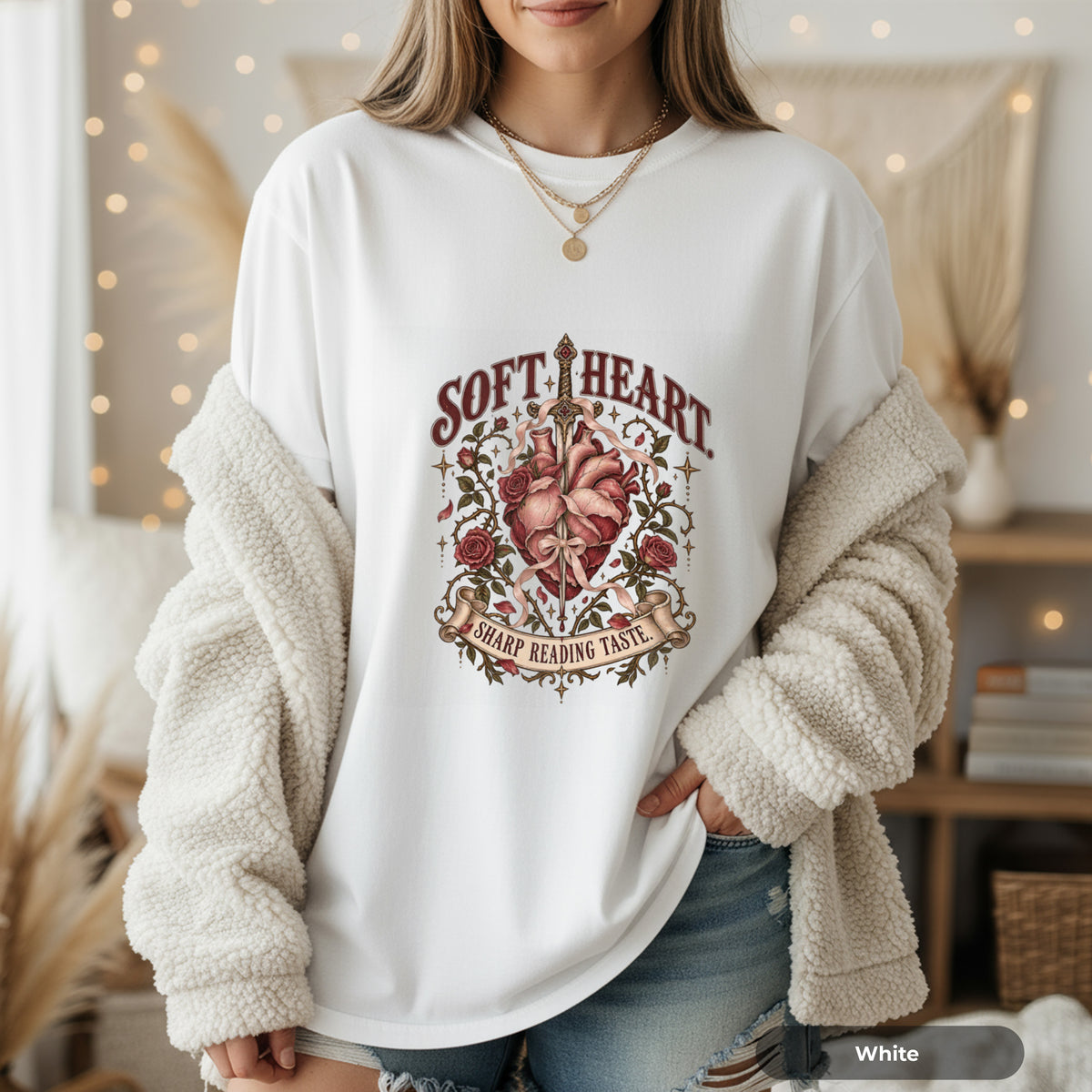 Soft Heart Sharp Reading Table Graphic T-Shirt
