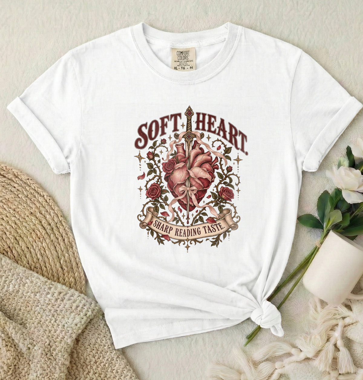 Soft Heart Sharp Reading Table Graphic T-Shirt