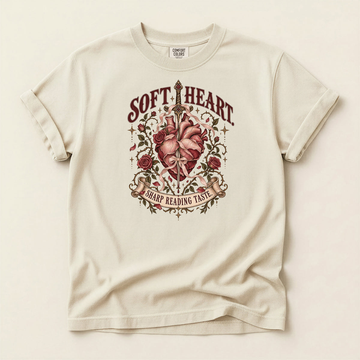 Soft Heart Sharp Reading Table Graphic T-Shirt