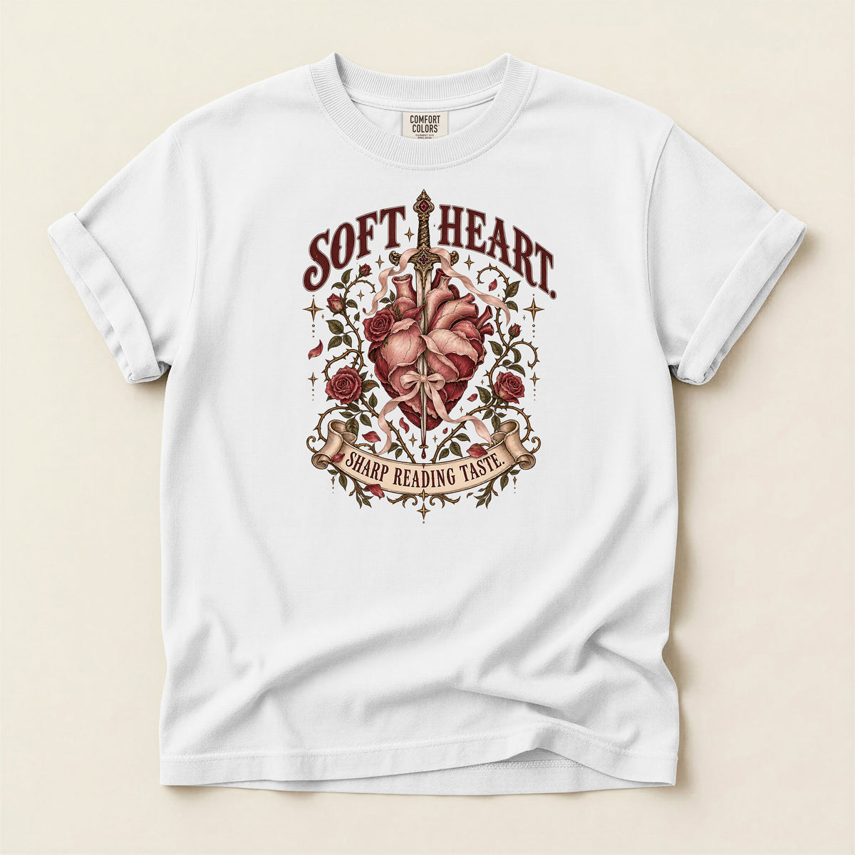 Soft Heart Sharp Reading Table Graphic T-Shirt