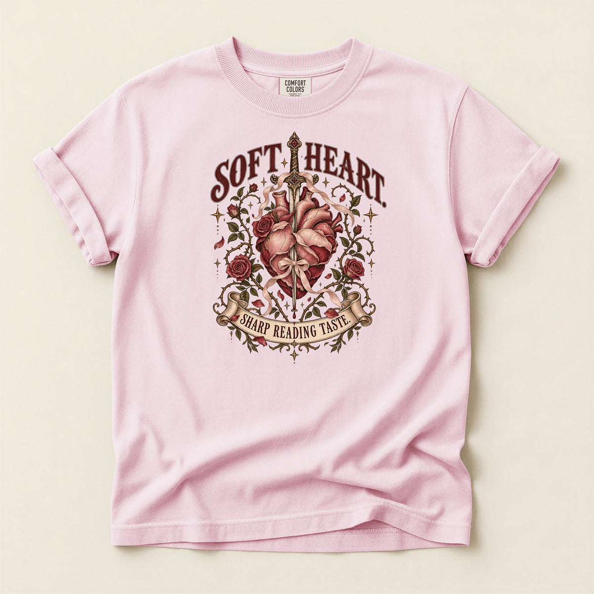 Soft Heart Sharp Reading Table Graphic T-Shirt