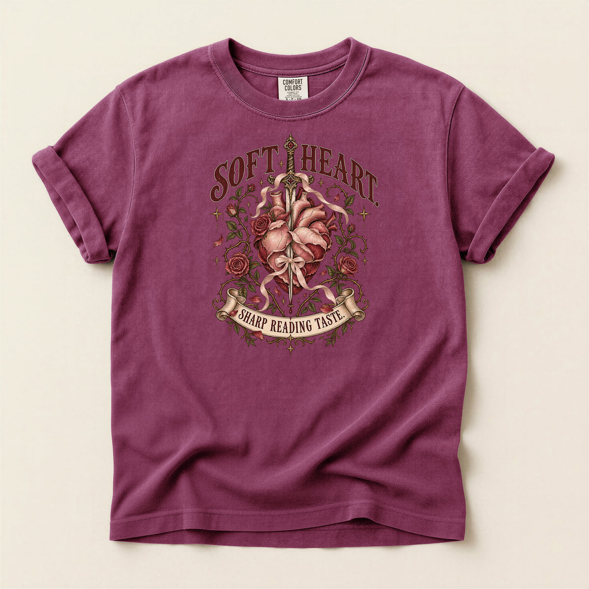 Soft Heart Sharp Reading Table Graphic T-Shirt
