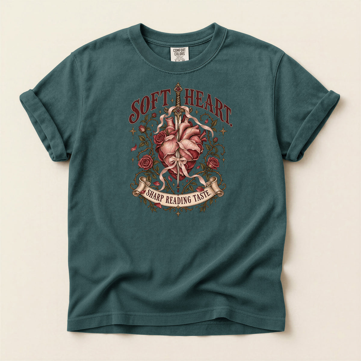 Soft Heart Sharp Reading Table Graphic T-Shirt