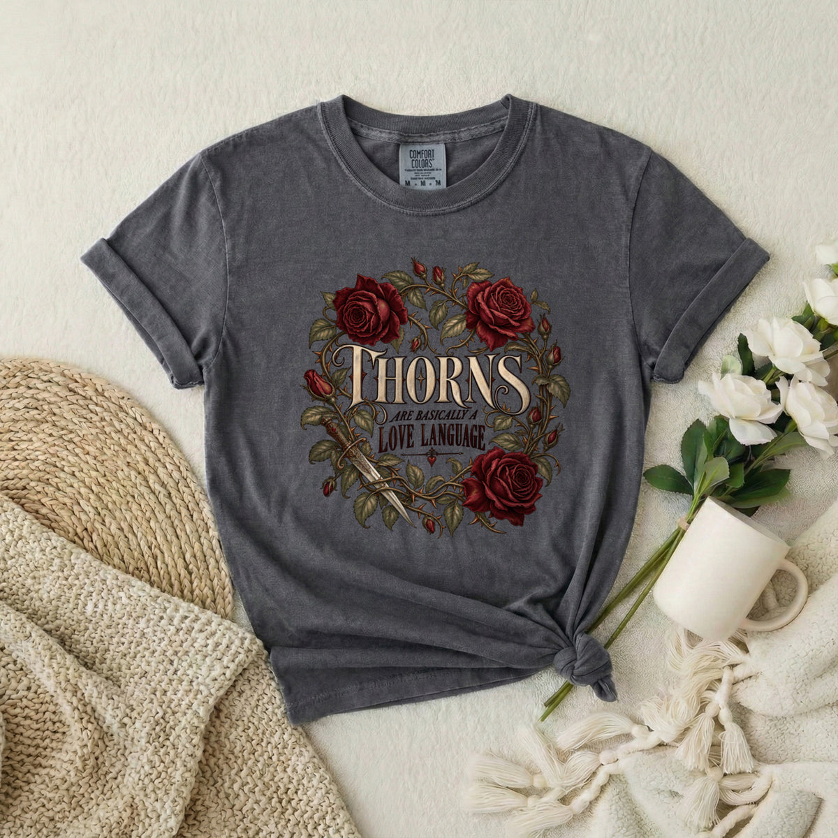 Thorns Love Language Rose Graphic T-Shirt