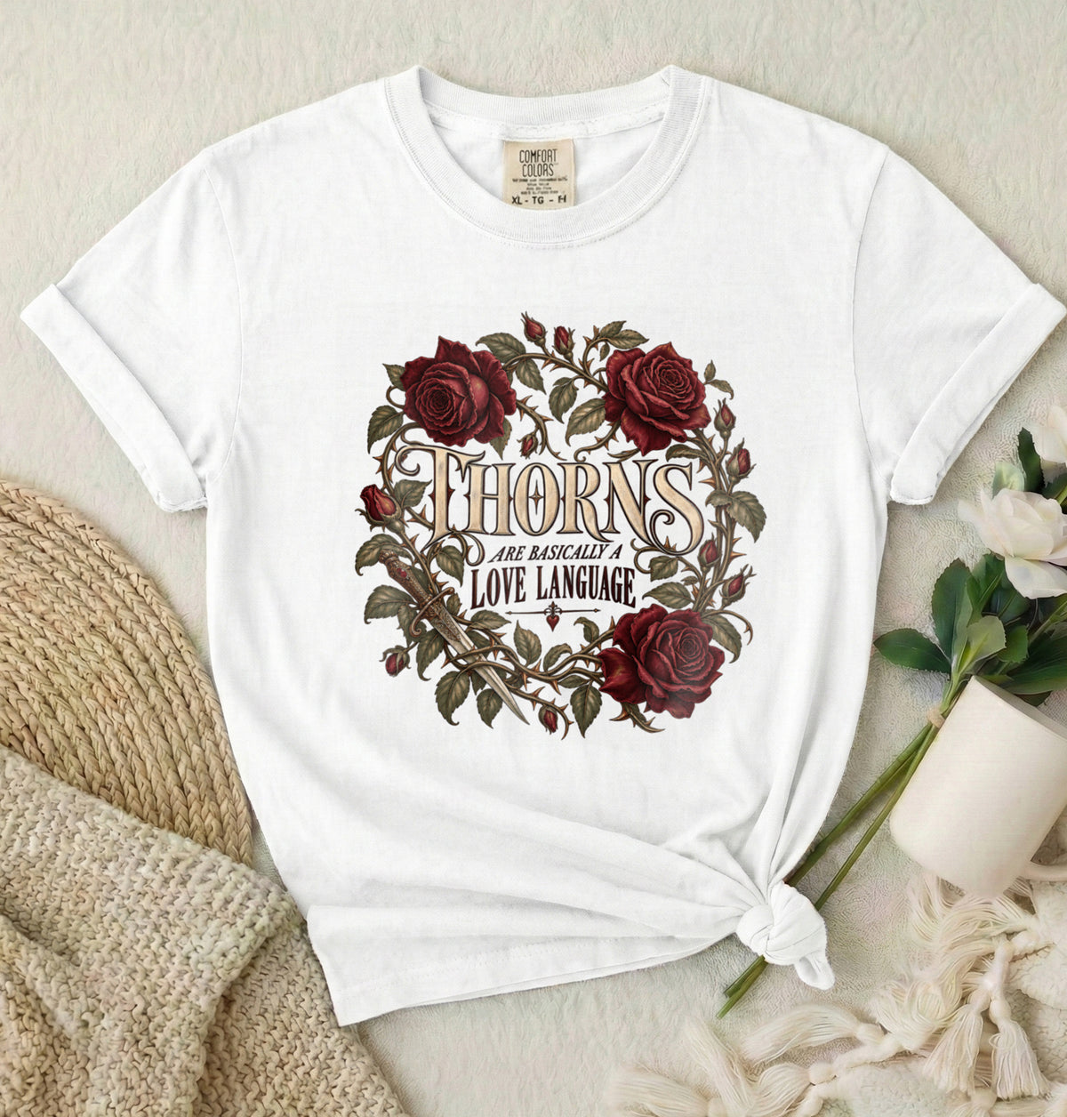 Thorns Love Language Rose Graphic T-Shirt