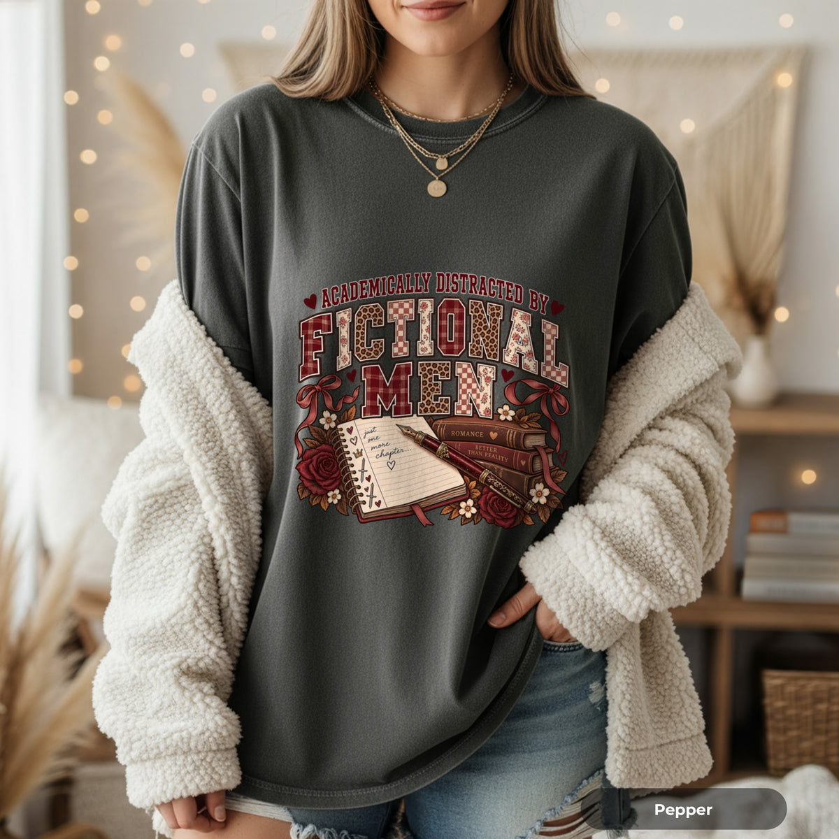 Academically Distracted by Fiction & Coffee Graphic T-Shirt