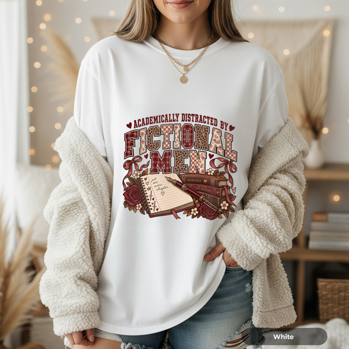 Academically Distracted by Fiction & Coffee Graphic T-Shirt