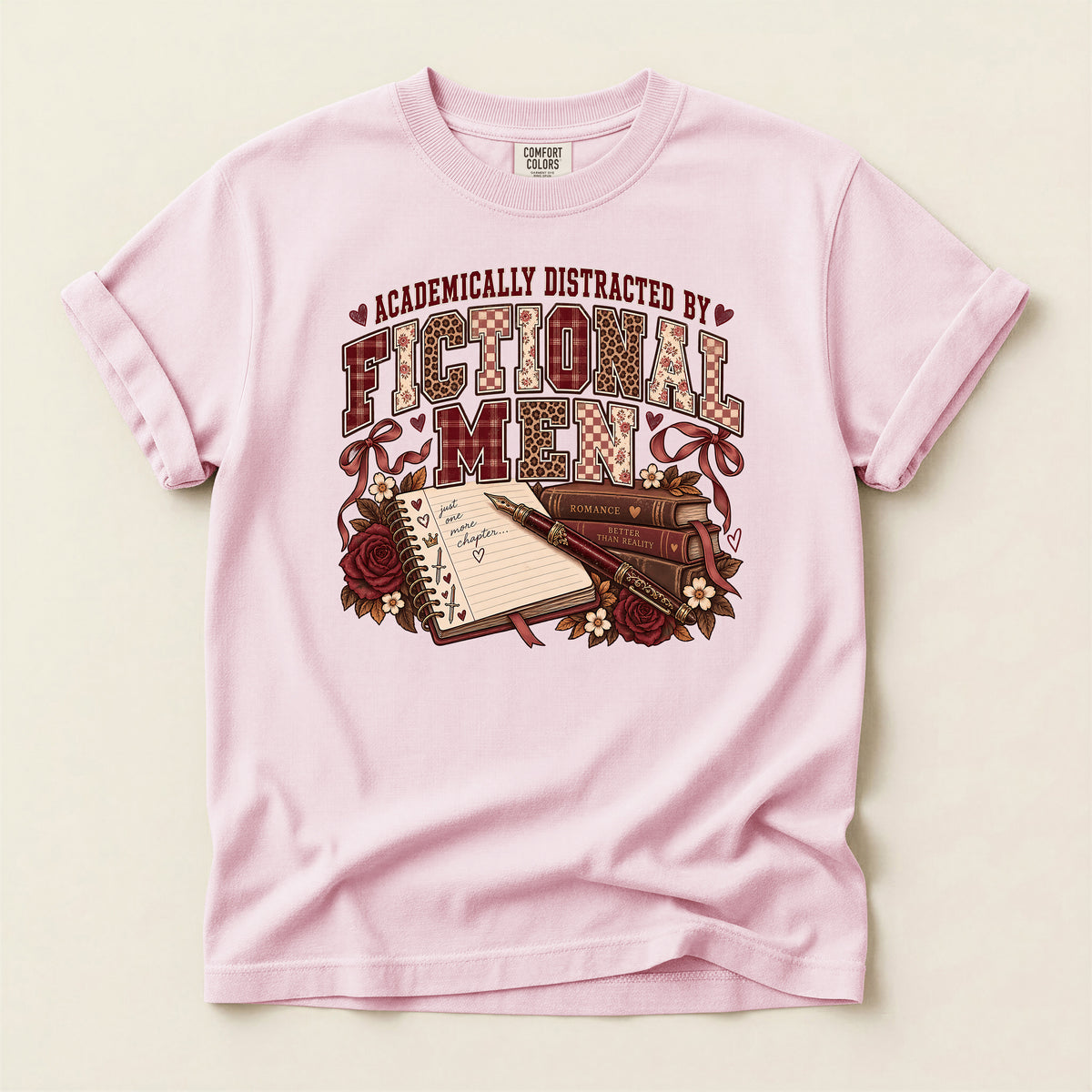 Academically Distracted by Fiction & Coffee Graphic T-Shirt