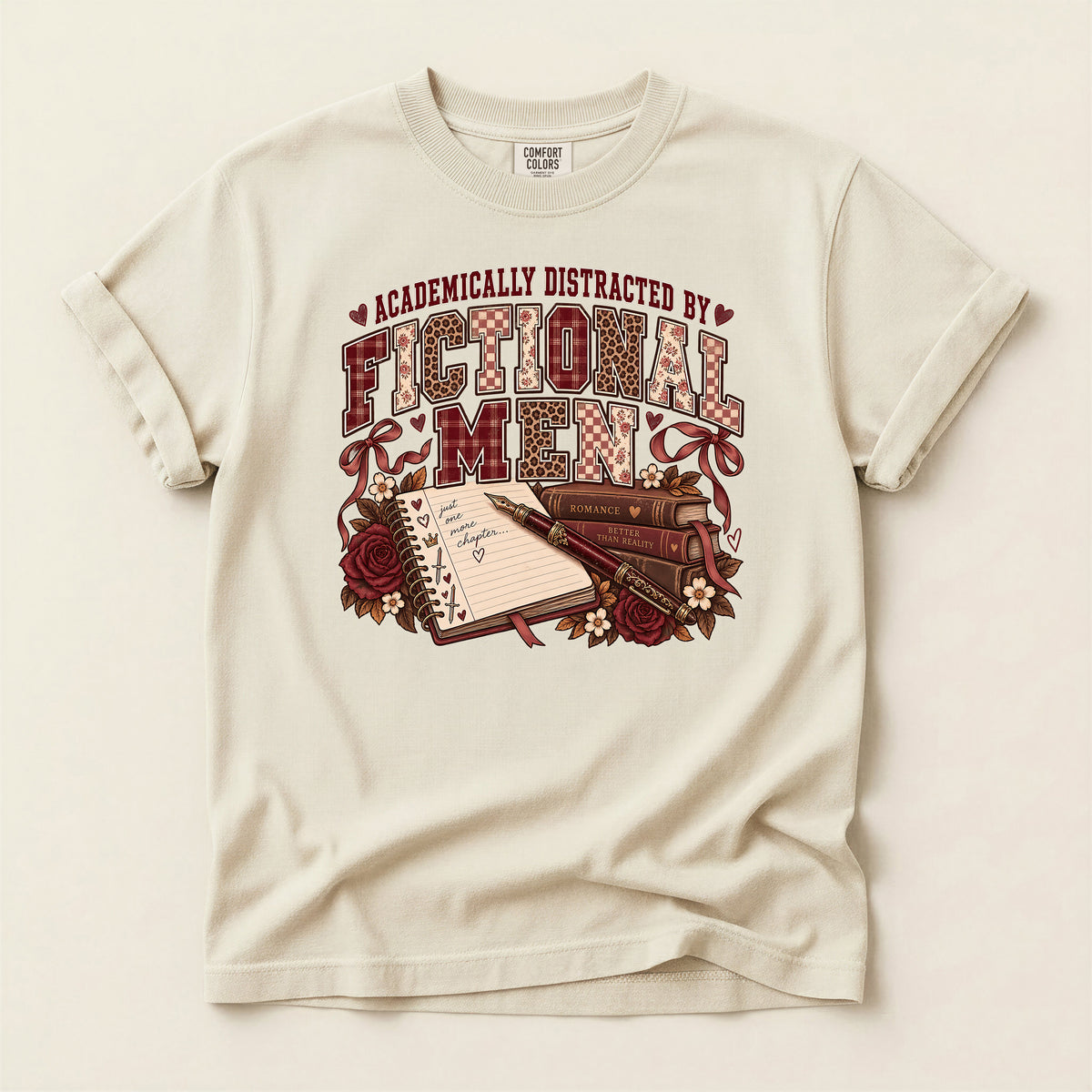Academically Distracted by Fiction & Coffee Graphic T-Shirt