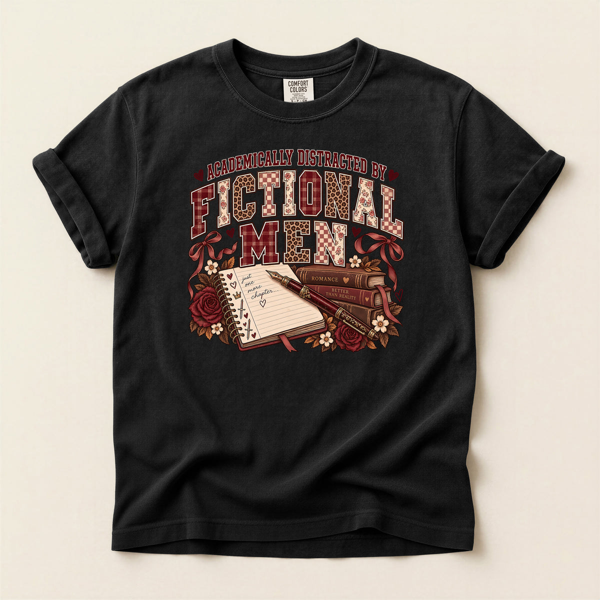 Academically Distracted by Fiction & Coffee Graphic T-Shirt