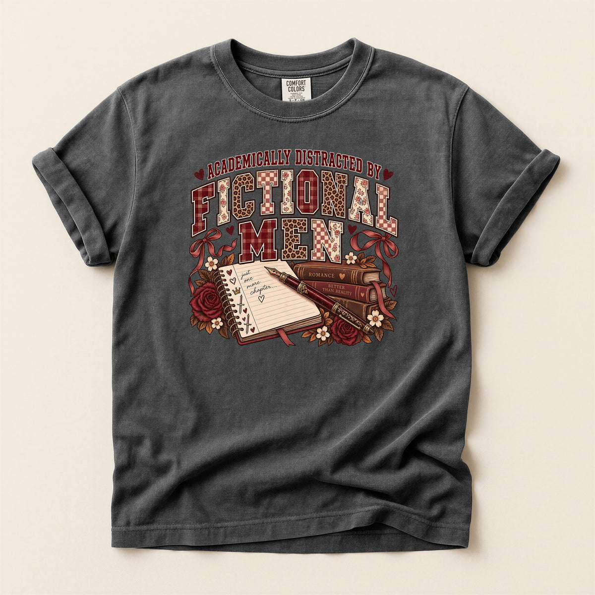 Academically Distracted by Fiction & Coffee Graphic T-Shirt