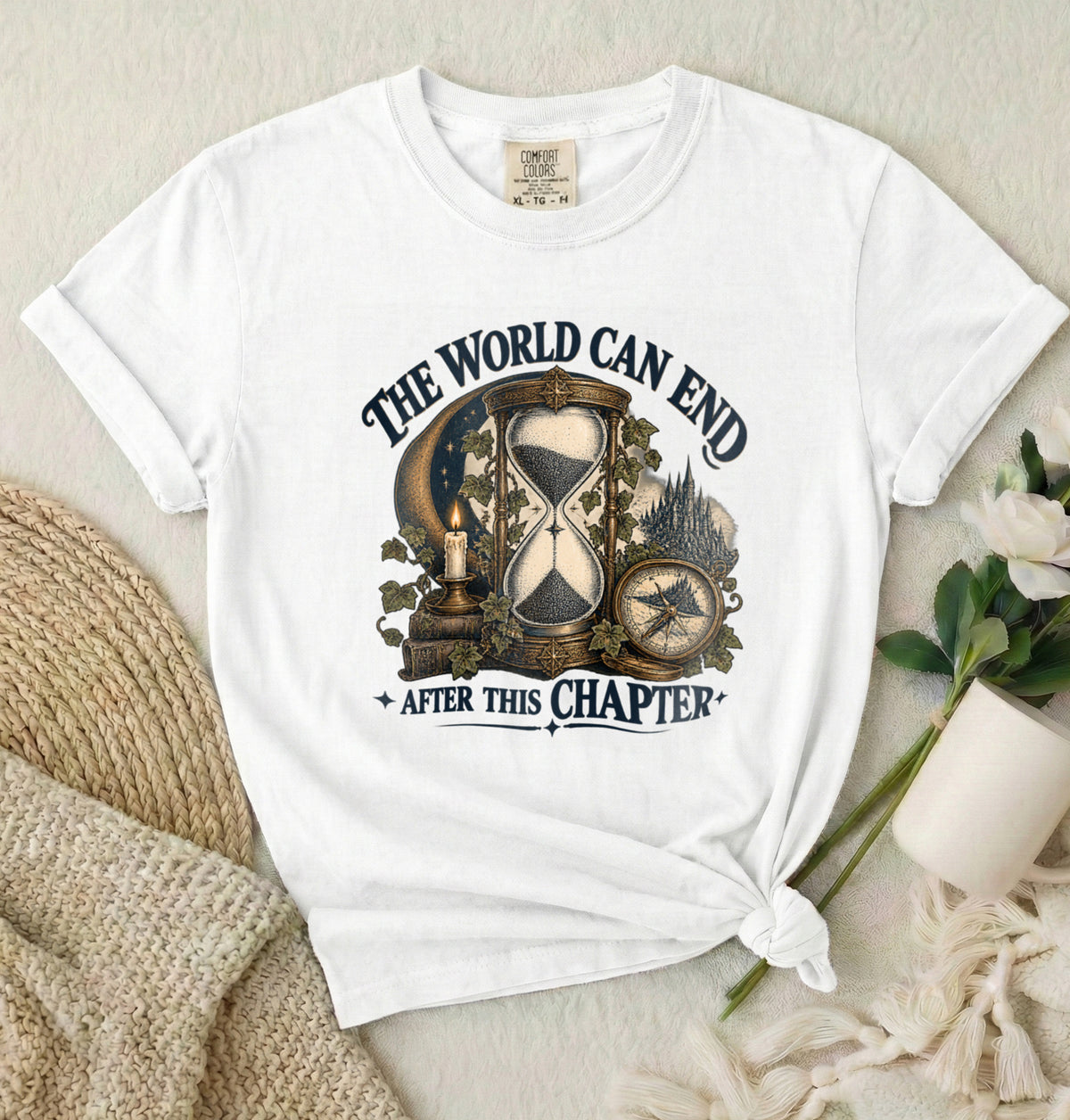 The World Can End After This Chapter Hourglass T-Shirt