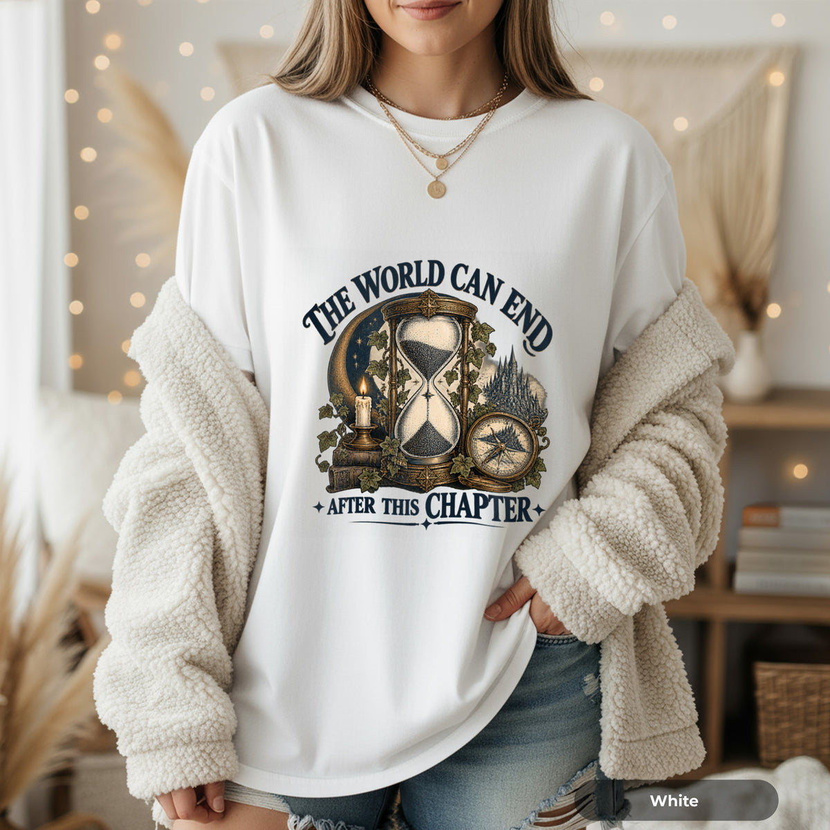The World Can End After This Chapter Hourglass T-Shirt
