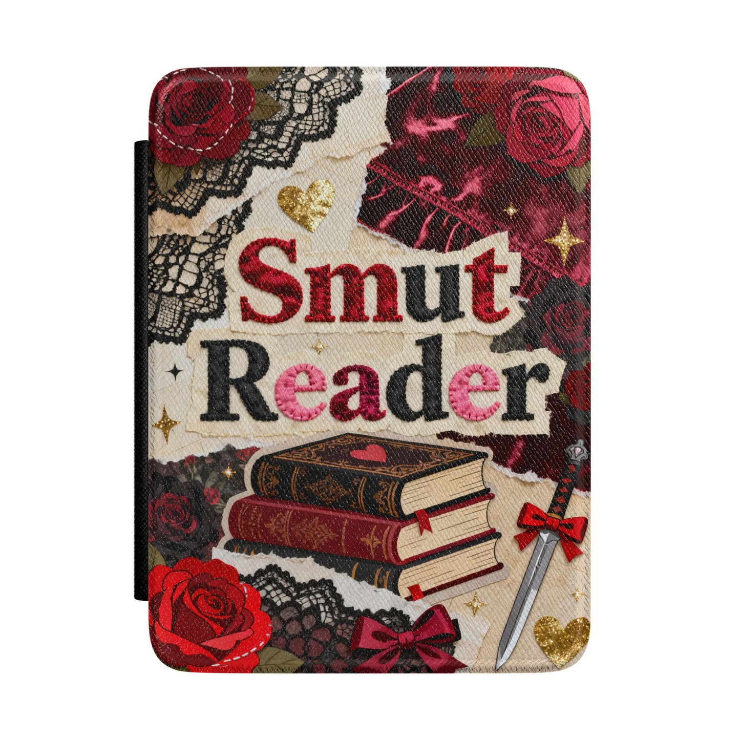 Kindle Case — 'Smut Reader' Floral Lace Book Sleeve, Romantic Gothic E-Reader Cover