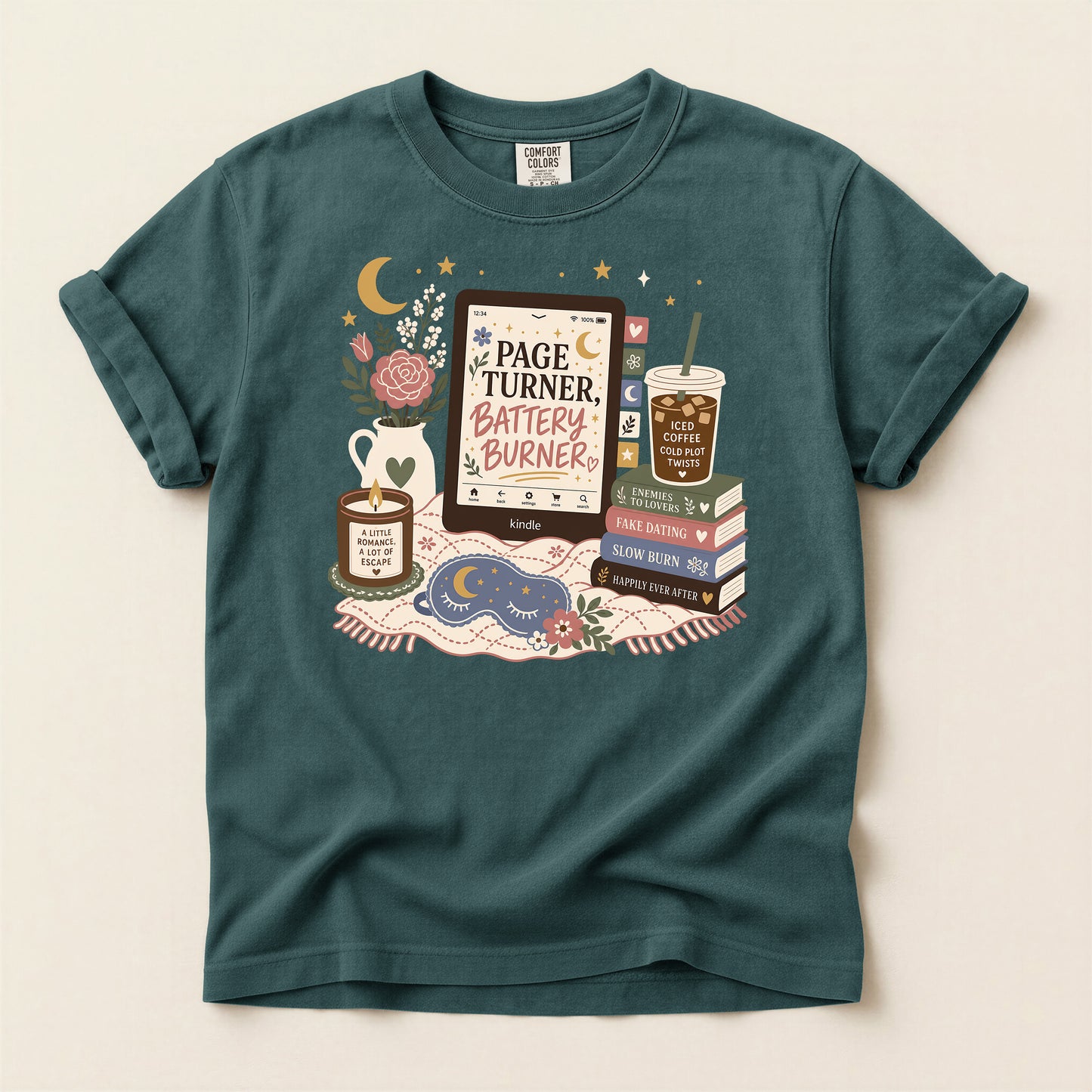 Booklover T‑Shirt — "Page Turner, Battery Burner" Reading Graphic Tee